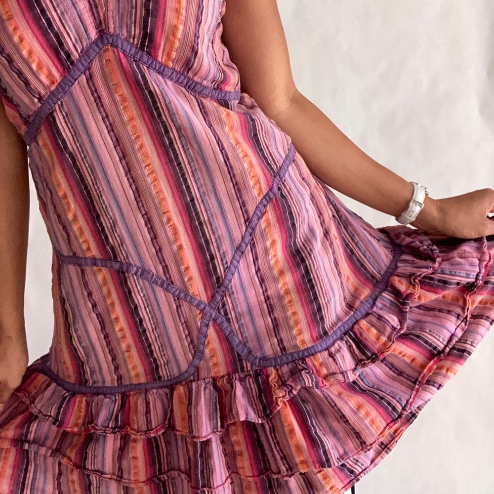 Striped linen Ruffled Summer dress